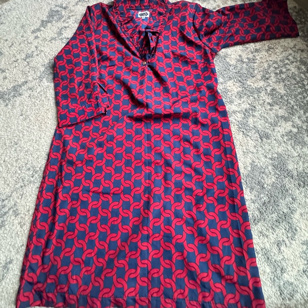 Mud Pie Navy and Red Ruffle Dress